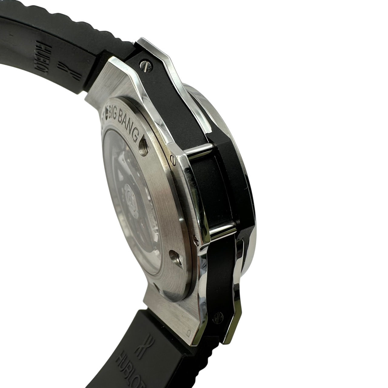 美品 HUBLOT ウブロ ビッグバン スチール 301.SX.130.RX ラバー 腕時計 自動巻き オートマチック AT ブラック 箱 ギャラ付き