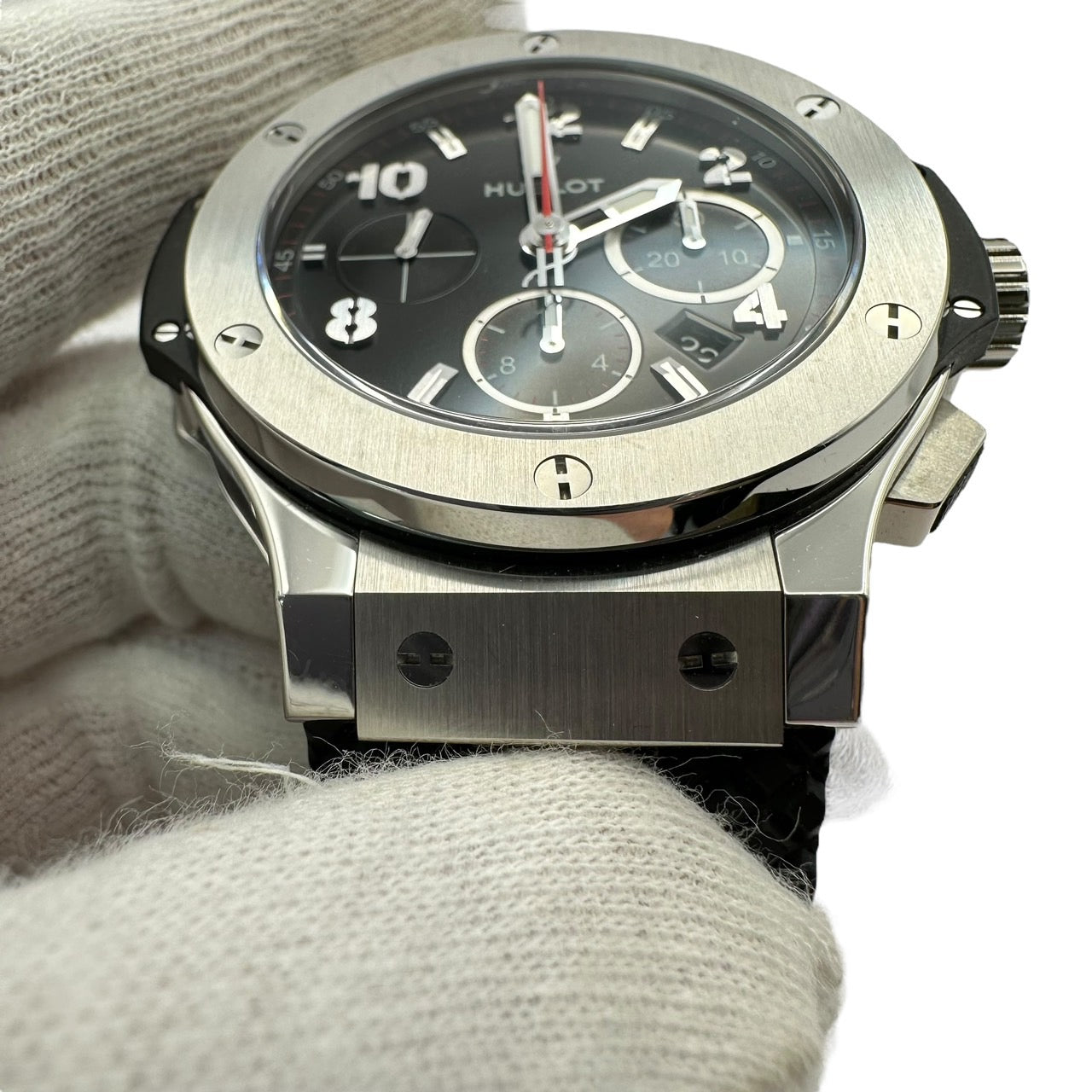 美品 HUBLOT ウブロ ビッグバン スチール 301.SX.130.RX ラバー 腕時計 自動巻き オートマチック AT ブラック 箱 ギャラ付き