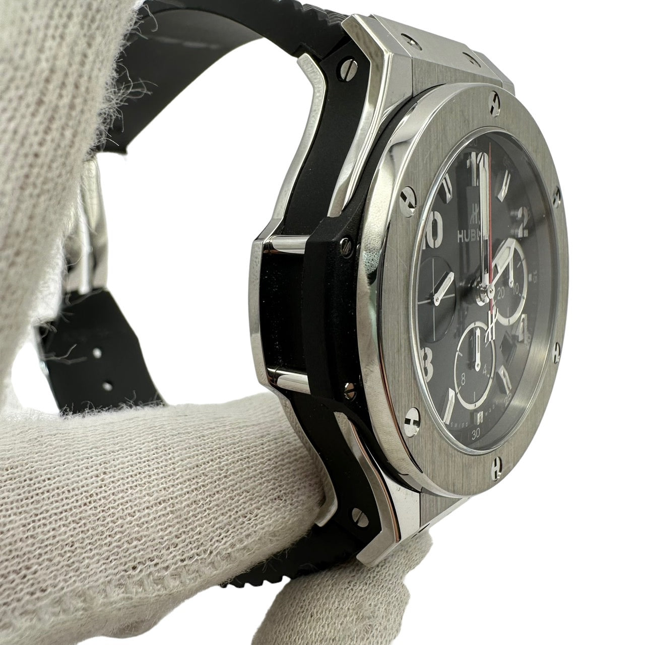 美品 HUBLOT ウブロ ビッグバン スチール 301.SX.130.RX ラバー 腕時計 自動巻き オートマチック AT ブラック 箱 ギャラ付き