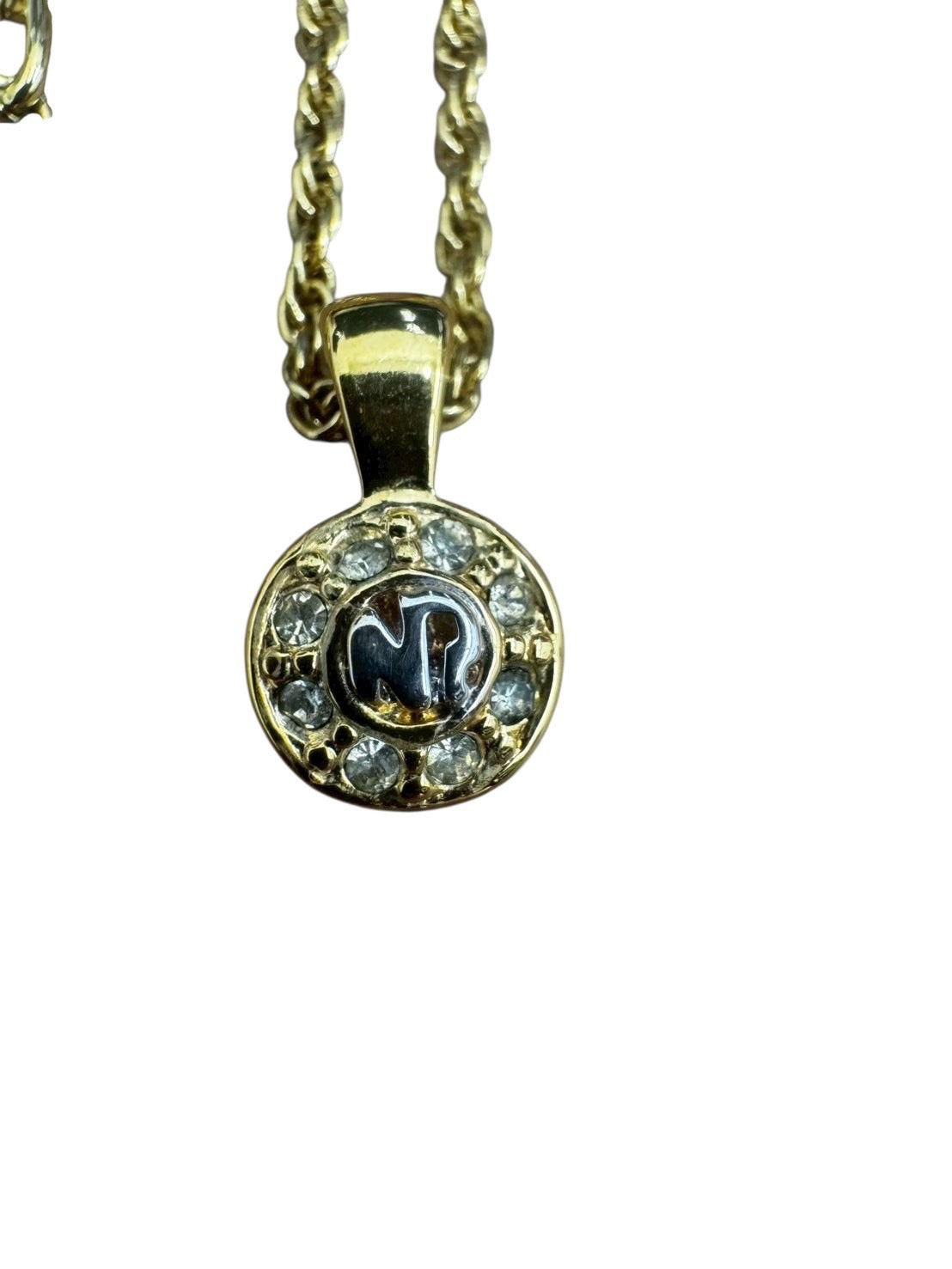 ニナリッチ　NINA RICCI　ネックレス　ラインストーン　ロゴ　ゴールド　アクセサリー