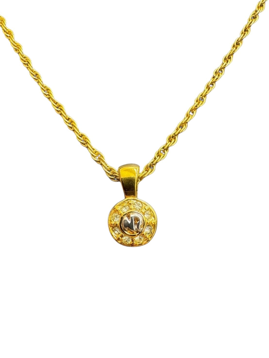 ニナリッチ　NINA RICCI　ネックレス　ラインストーン　ロゴ　ゴールド　アクセサリー